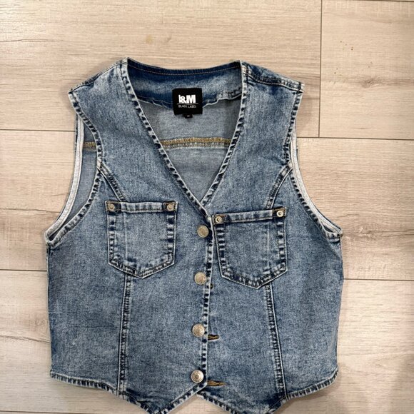 Denim Button Up Halter Top - Picture 3 of 4